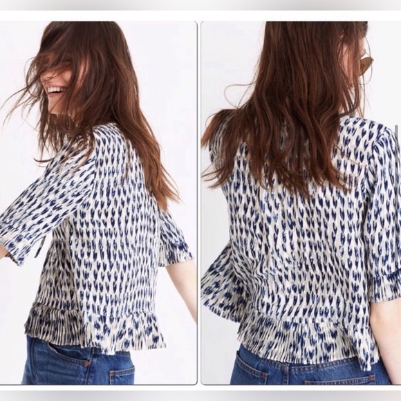 NWOT Madewell Lace Up Blouse. Size Large - Picture 2 of 5